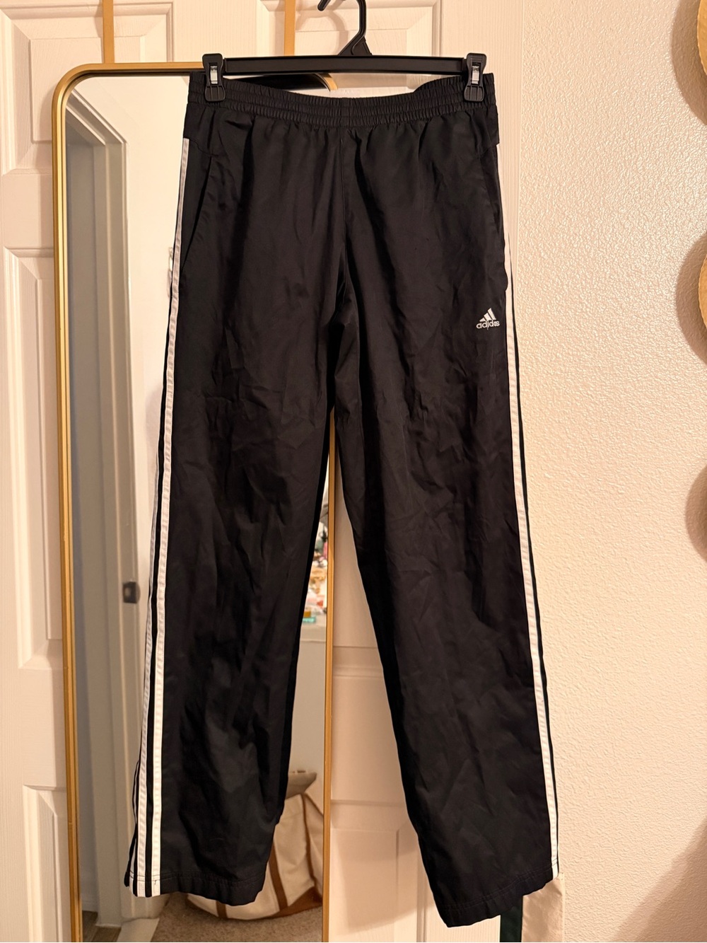 Adidas Climate Black Track Pants with White Stripes